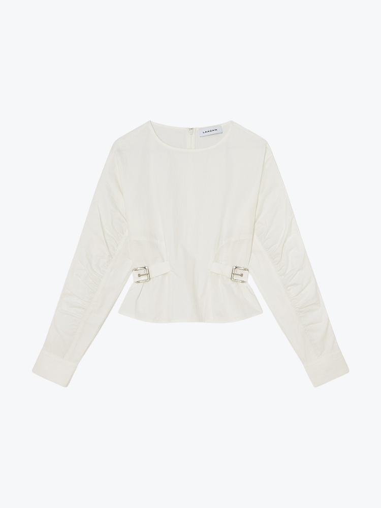 Laagam Laagam - Jaxe Ecru Long Sleeve Blouse Ecru - Blouses - Dames Wit Blouses