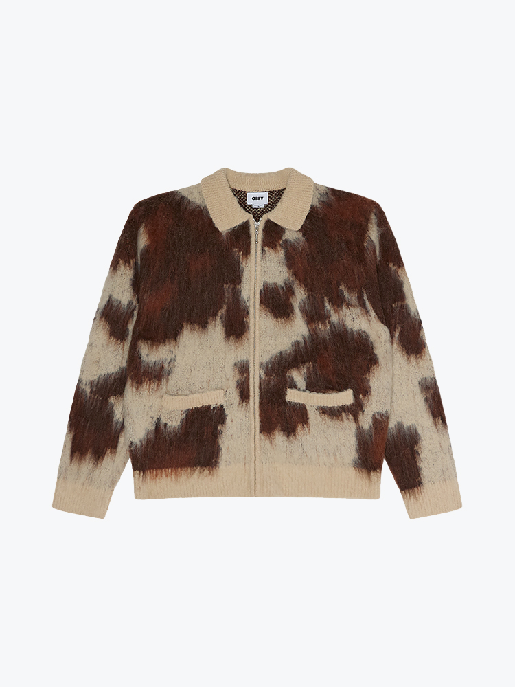 Obey Obey - Obey cow pattern zip sweater Cow multi - Truien - Heren Grijs Truien