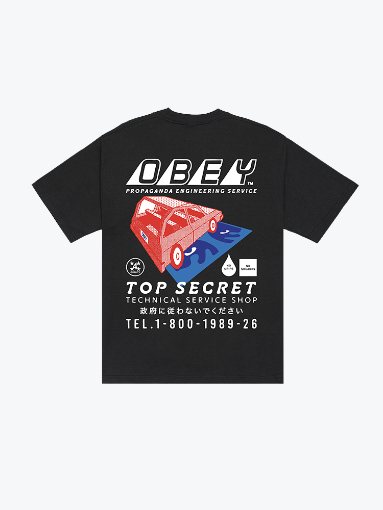 Obey Obey - Obey top secret Vintage black - T-Shirts - Heren Zwart T-Shirts