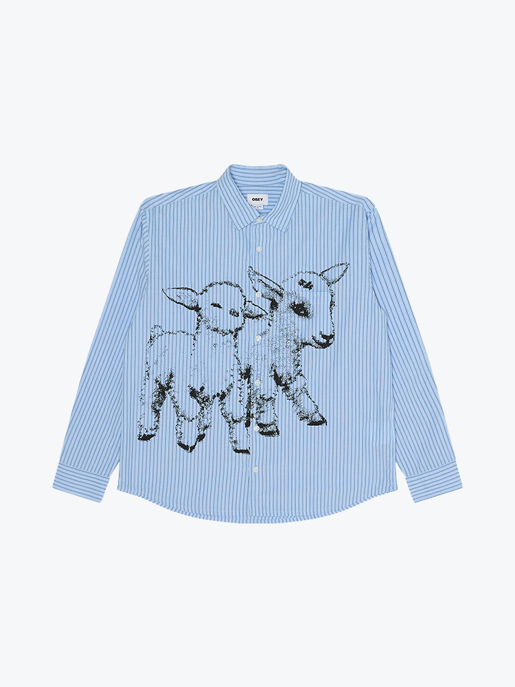 Obey Obey - Billy woven Light blue multi - Overhemden - Heren Blauw Overhemden