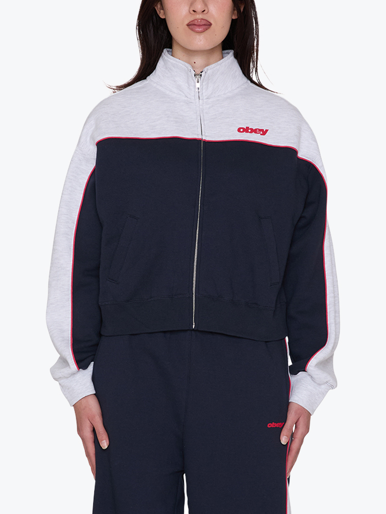 Obey Obey - Obey zeno mock neck zip up Dark navy multi - Truien - Dames Blauw Truien