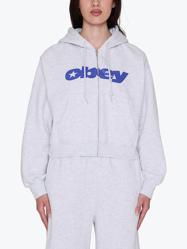 Obey Obey - Obey speed star zip up hood Ash heather grey - Truien - Dames Grijs Truien