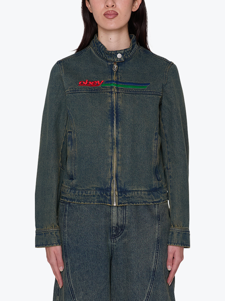 Obey Obey - Obey rove moto jacket Yellow tint wash - Jassen - Dames Geel Jassen