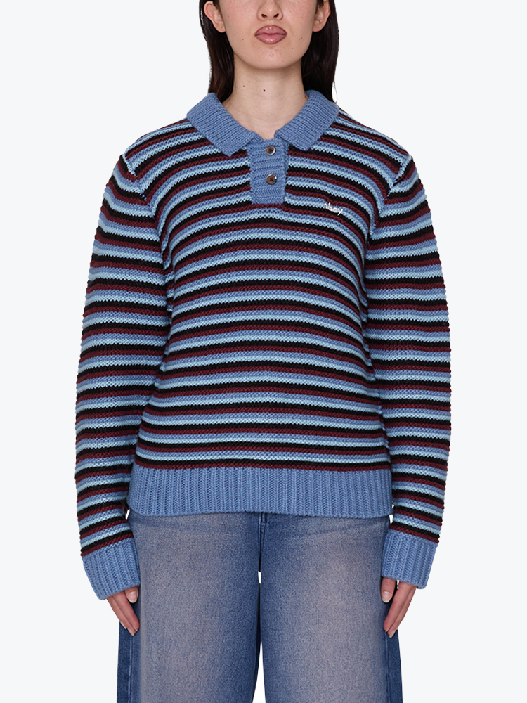 Obey Obey - Obey colette polo sweater Coronet blue multi - Truien - Dames Blauw Truien