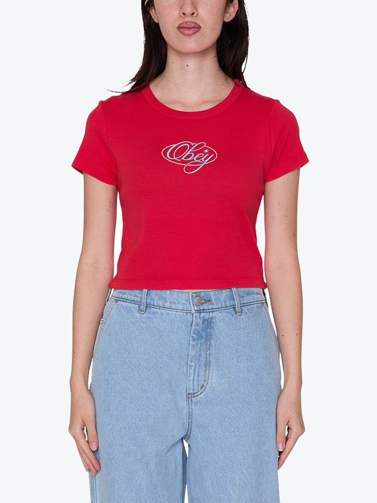 Obey Obey - Obey scripty skater True red - T-Shirts - Dames Rood T-shirts