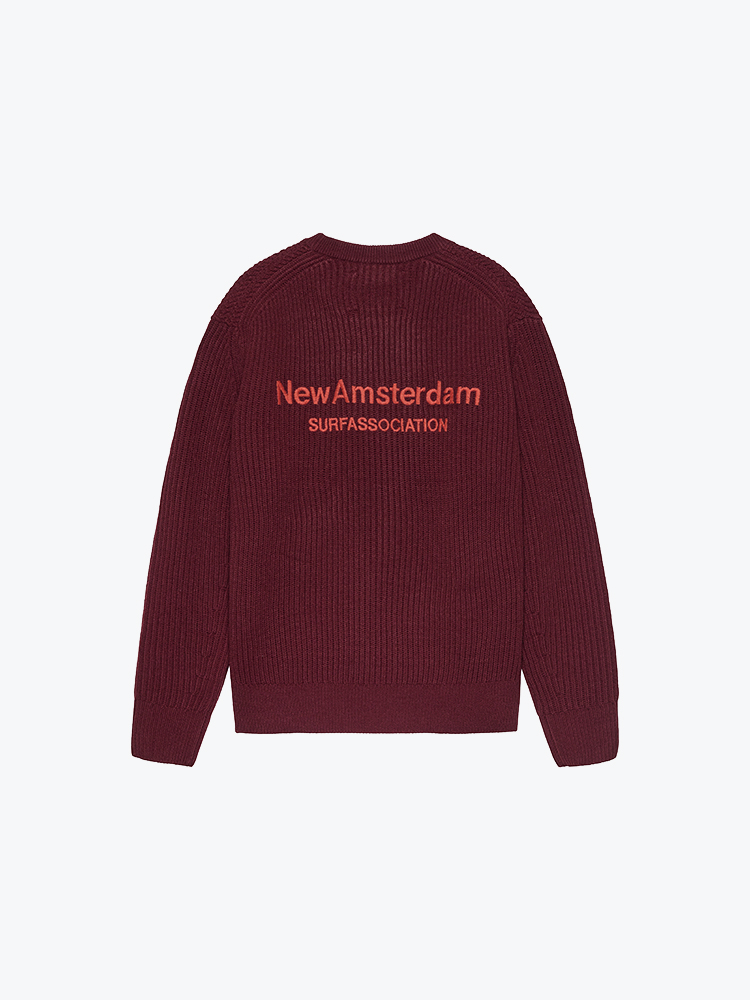 New Amsterdam Surf Association New Amsterdam Surf Association - Knitted Crewneck Burgendy - Truien - Heren Grijs Truien