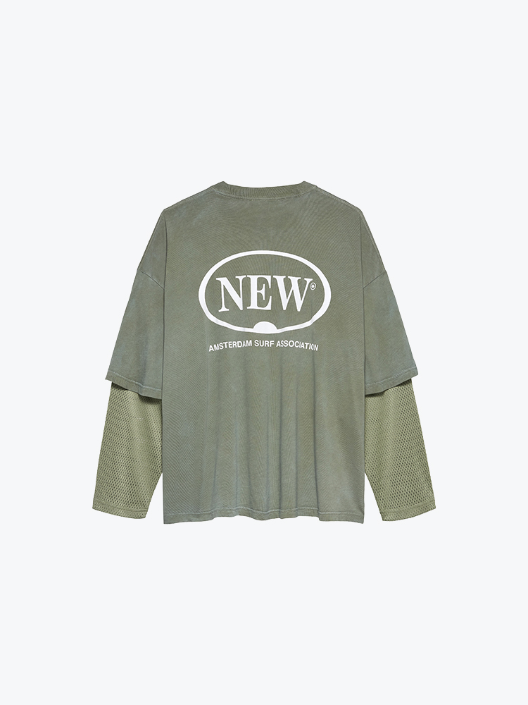 New Amsterdam Surf Association New Amsterdam Surf Association - Double Layer Longsleeve Sea Grass - T-Shirts - Heren Grijs T-Shirts