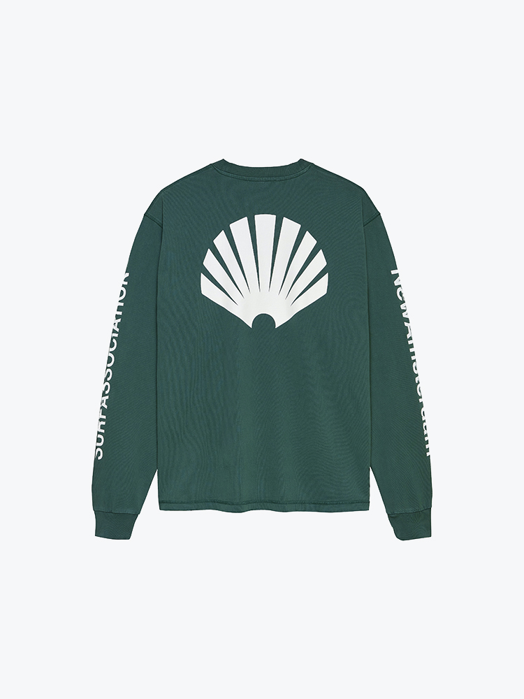 New Amsterdam Surf Association New Amsterdam Surf Association - Logo Longsleeve Bottle Green/White - T-Shirts - Heren Wit T-Shirts