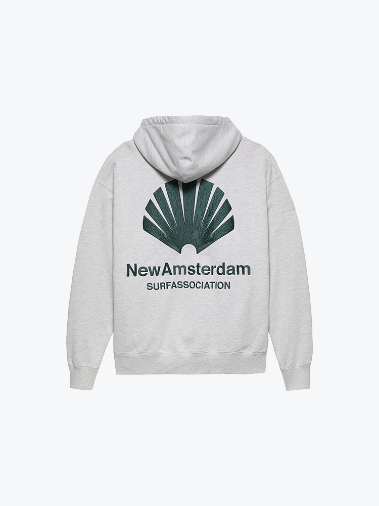 New Amsterdam Surf Association New Amsterdam Surf Association - Logo Hoodie Ash/Bottle Green - Truien - Heren Groen Truien
