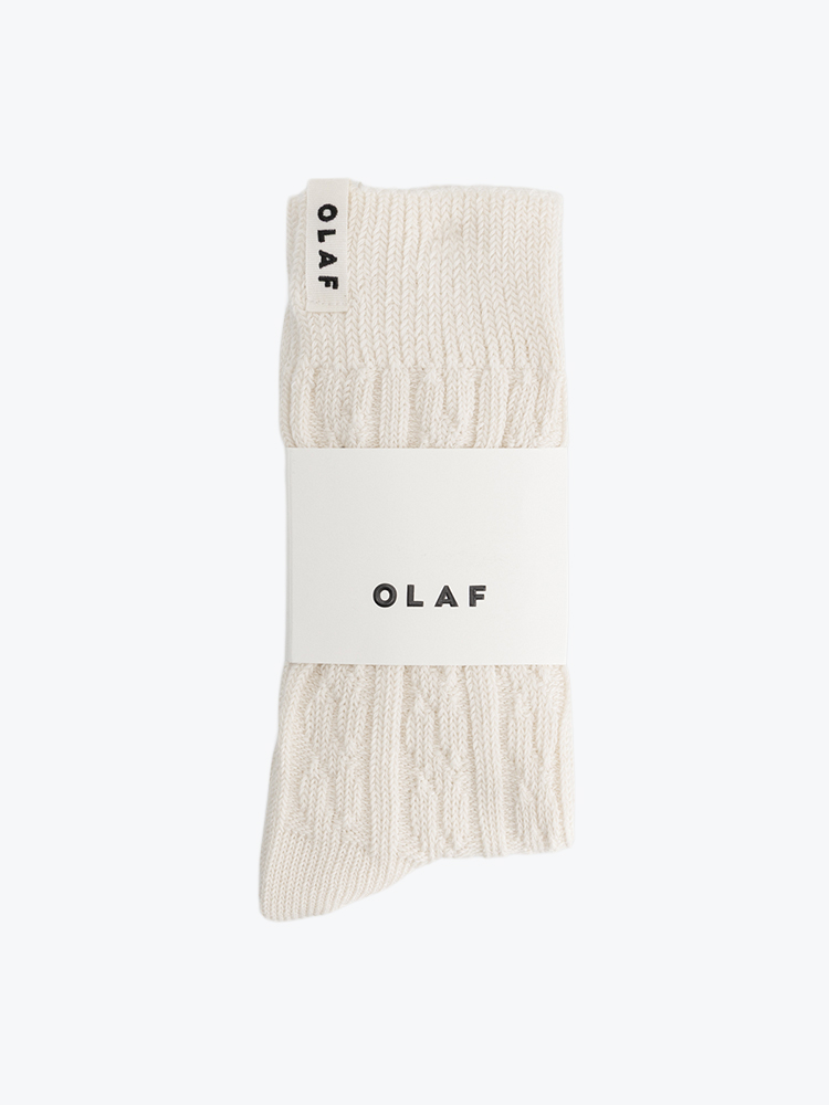OLAF Olaf - Cable Socks Offwhite - Sokken - Heren Wit Sokken