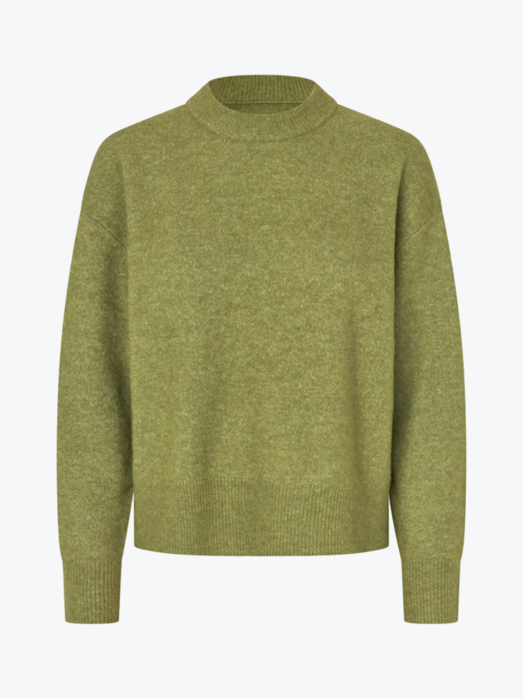 Samsoe Samsoe Samsoe Samsoe - Anour O-N 7355 Mosstone - Truien - Dames Groen Truien