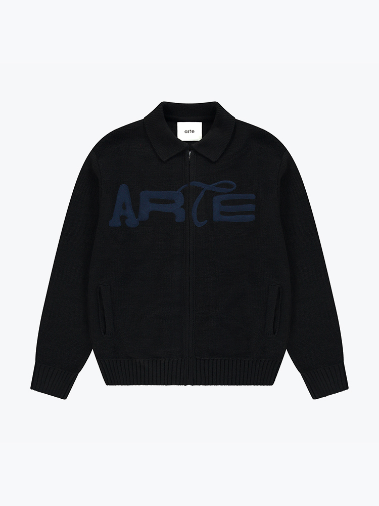 Arte Antwerp Arte Antwerp - Stencil Zip Cardigan Black - Truien - Heren Zwart Truien