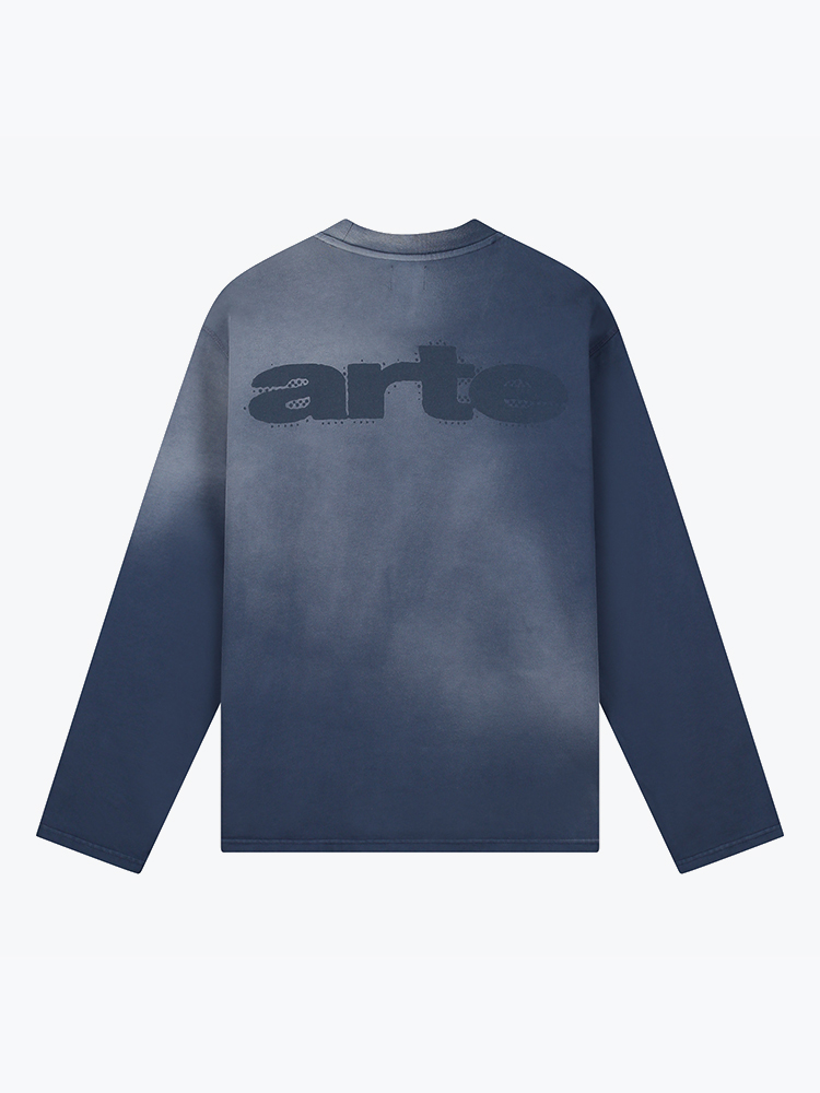 Arte Antwerp Arte Antwerp - Stencil Sunfade Longsleeve Navy - T-Shirts - Heren Blauw T-Shirts