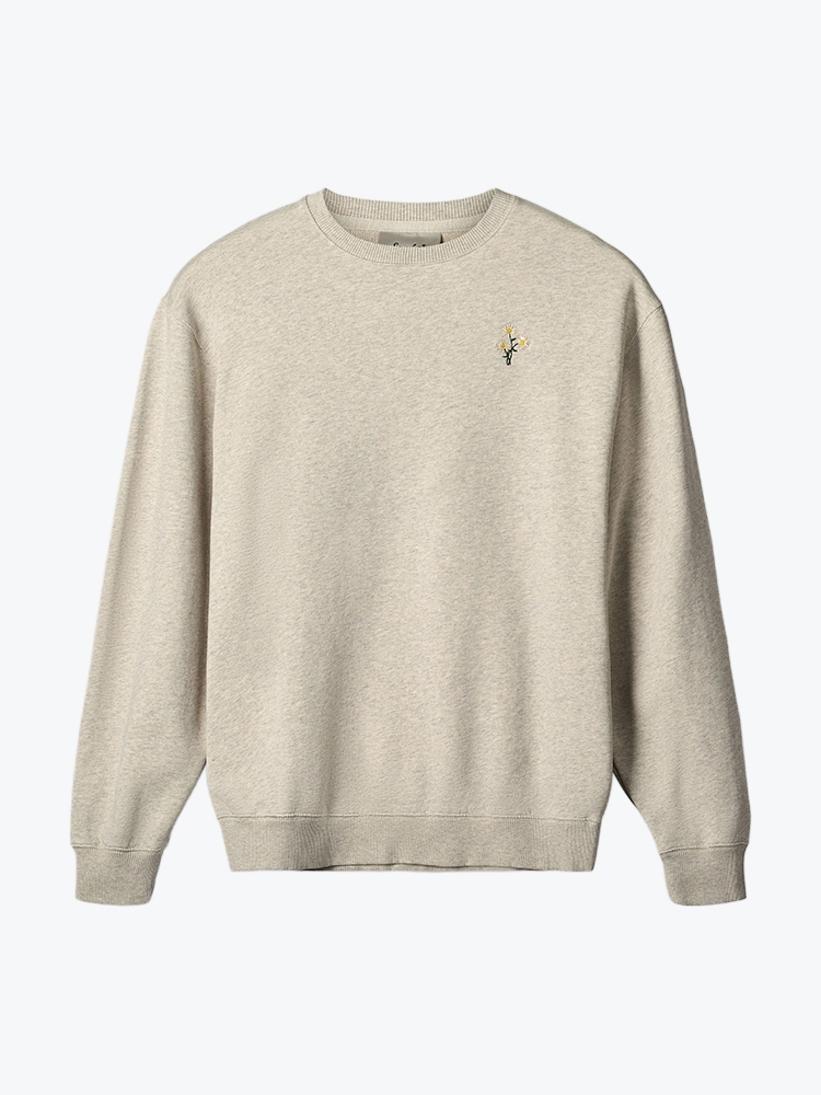 Foret Foret - Bellis Sweatshirt Snow Melange - Truien - Heren Wit Truien