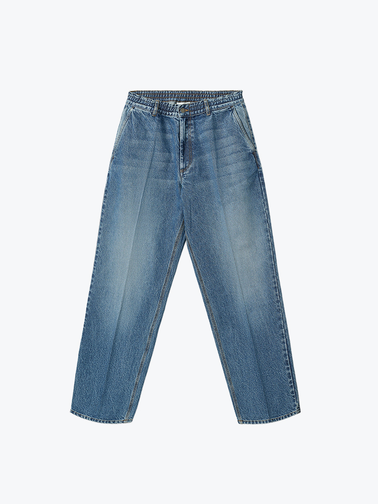 Foret Foret - Clay Creased Denim Pants Washed Mid Blue - Jeans - Heren Blauw Jeans