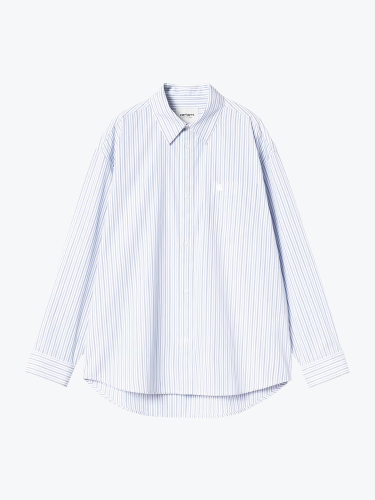Carhartt WIP Carhartt WIP - W' L/S Keene Shirt Keene Stripe, White - Blouses - Dames Wit Blouses