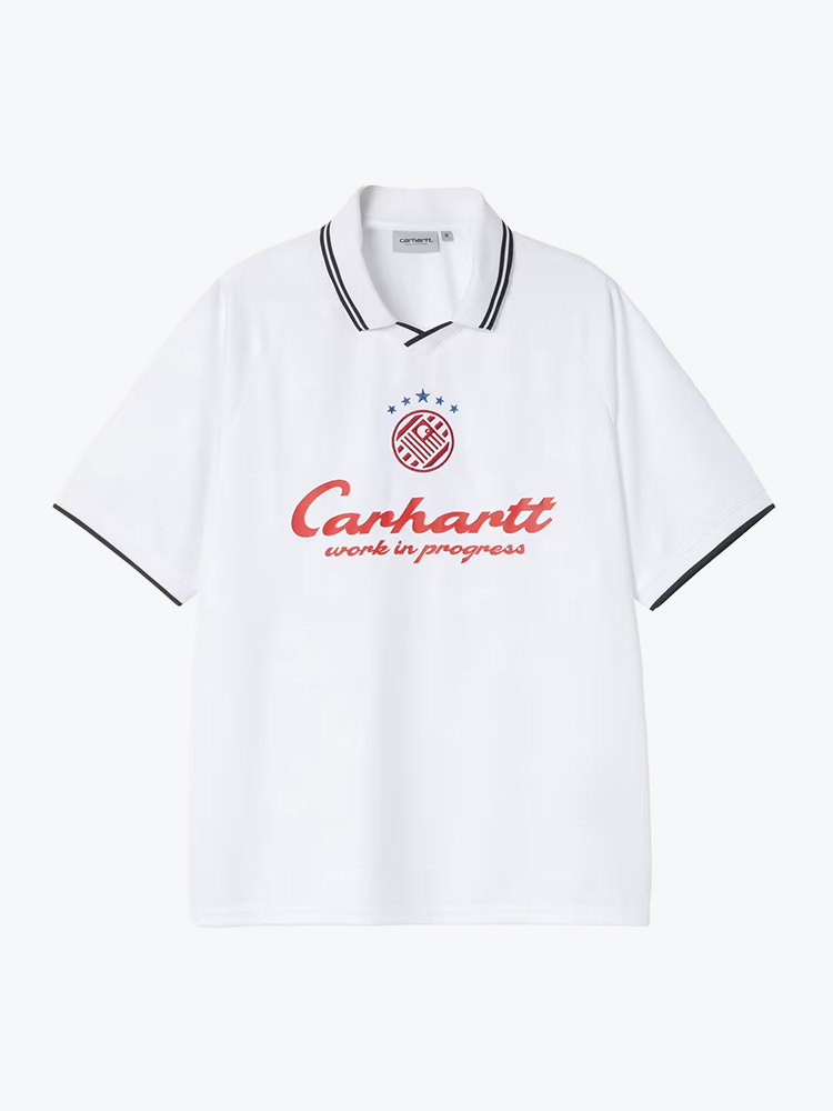 Carhartt WIP Carhartt WIP - S/S Terrace Football T-Shirt Heart Train Jacquard, White - T-Shirts - Heren Wit T-Shirts