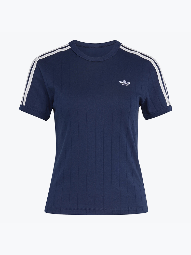 Adidas Adidas - Pstripe Ss Tee Nindig/White/Gretwo - T-Shirts - Dames Blauw T-shirts