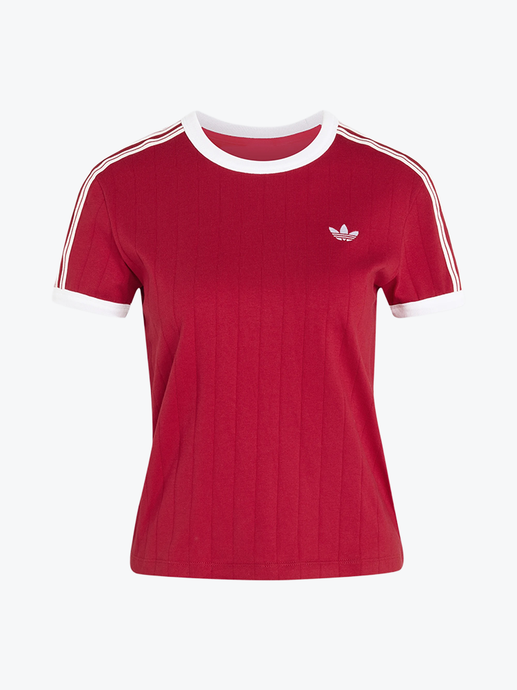 Adidas Adidas - Pstripe Ss Tee Tmvire/White/Tmvire - T-Shirts - Dames Rood T-shirts
