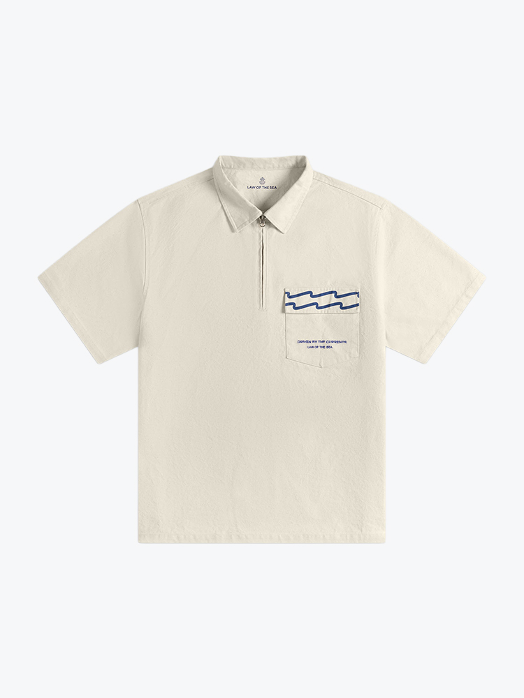 Law Of The Sea Law Of The Sea - Selene Heavy Cotton Polo Shirt Off-White - Overhemden - Heren Wit Overhemden