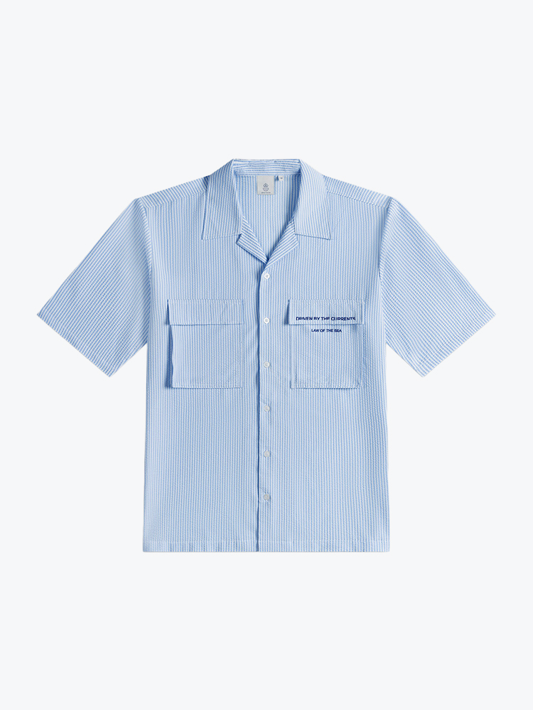 Law Of The Sea Law Of The Sea - Coralyn Seersucker Striped Shirt Nantucket Breeze - Overhemden - Heren Blauw Overhemden