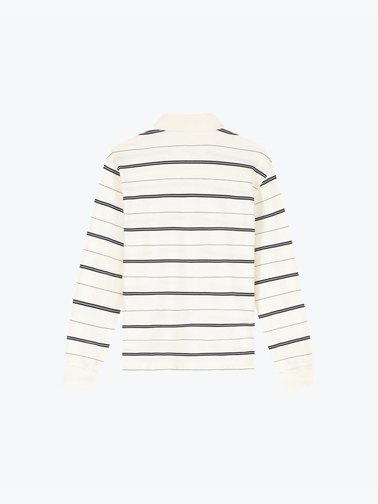 OLAF Olaf - Striped Signature Ls Polo Offwhite/Navystripe - T-Shirts - Heren Wit T-Shirts