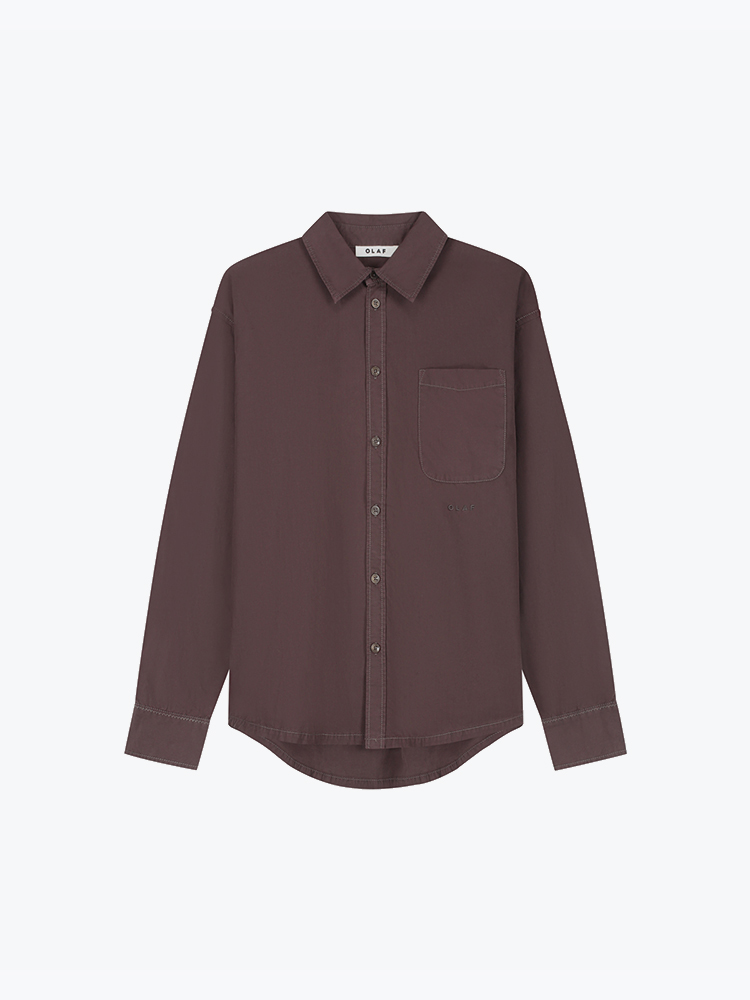 OLAF Olaf - Washed Oversized Shirt Chocolateplum - Overhemden - Heren Bruin Overhemden