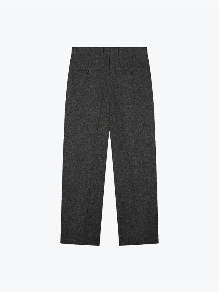 OLAF Olaf - Herringbone Relaxed Pleated Pant Charcoal - Broeken - Heren Zwart Broeken