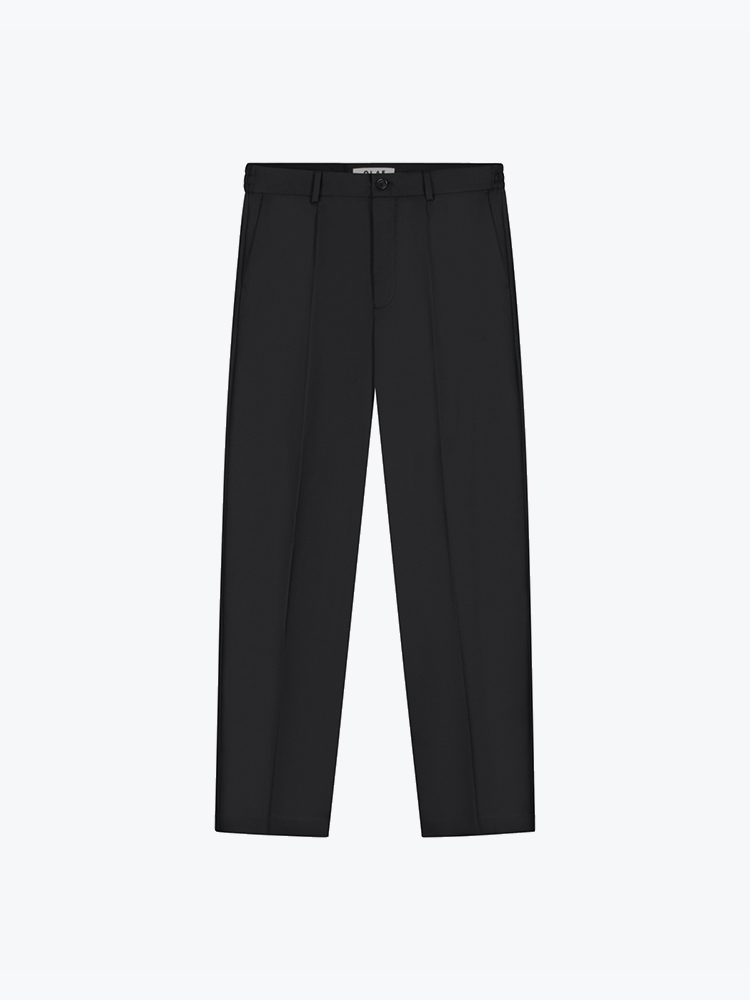 OLAF Olaf - Regular Wool Pleated Pant Black - Broeken - Heren Zwart Broeken