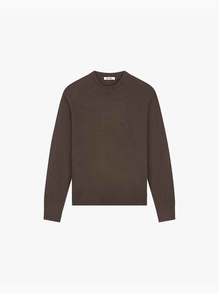 OLAF Olaf - Essential Knitted Crewneck Chocolateplum - Truien - Heren Bruin Truien
