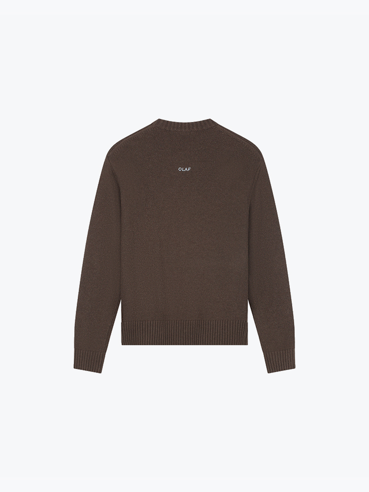 OLAF Olaf - Essential Knitted Crewneck Chocolateplum - Truien - Heren Bruin Truien