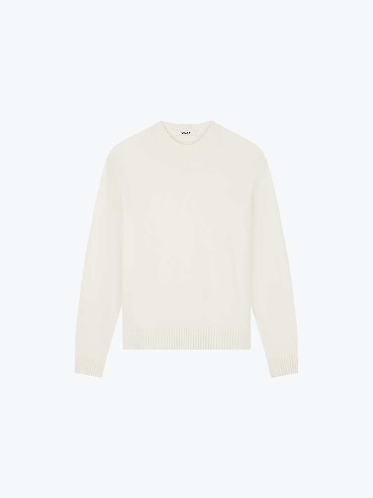 OLAF Olaf - Essential Knitted Crewneck Offwhite - Truien - Heren Wit Truien