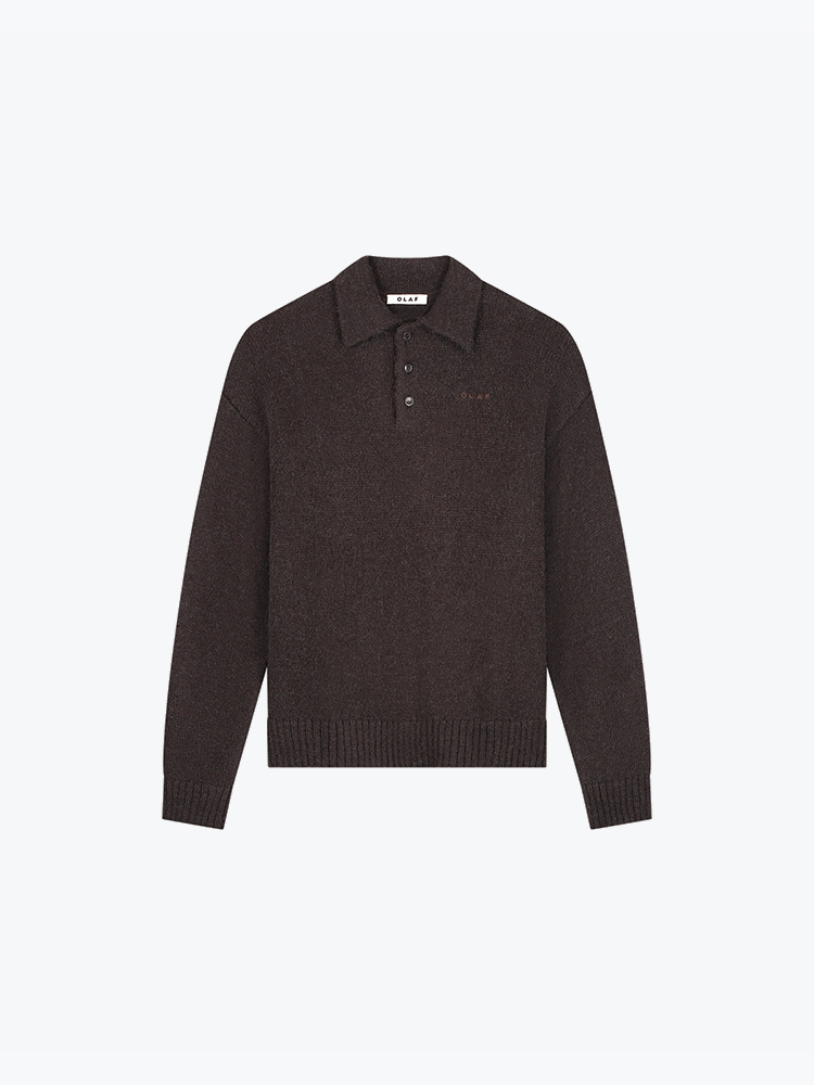 OLAF Olaf - Oversized Knitted Polo Chocolateplum - Truien - Heren Bruin Truien