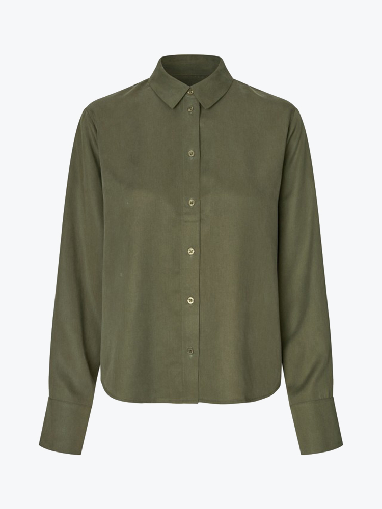 Samsoe Samsoe Samsoe Samsoe - Samina Ls Shirt 14028 Forest Night - T-Shirts - Dames Groen T-shirts