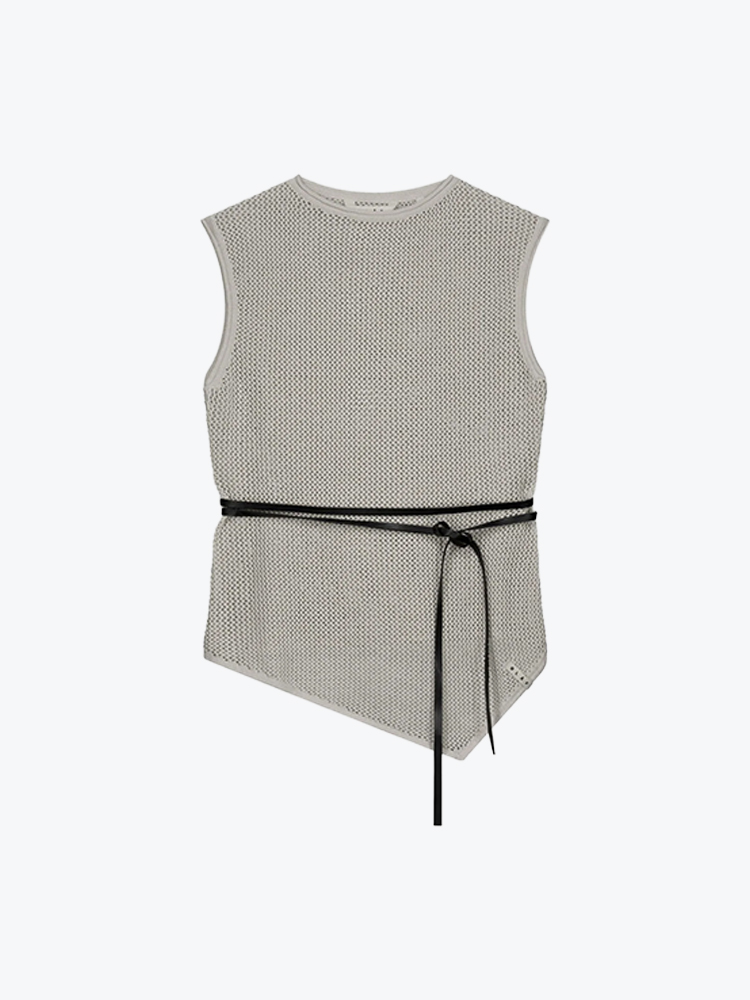 OLAF Olaf - Linen Open Knit Top Cement - T-Shirts - Dames Grijs T-shirts