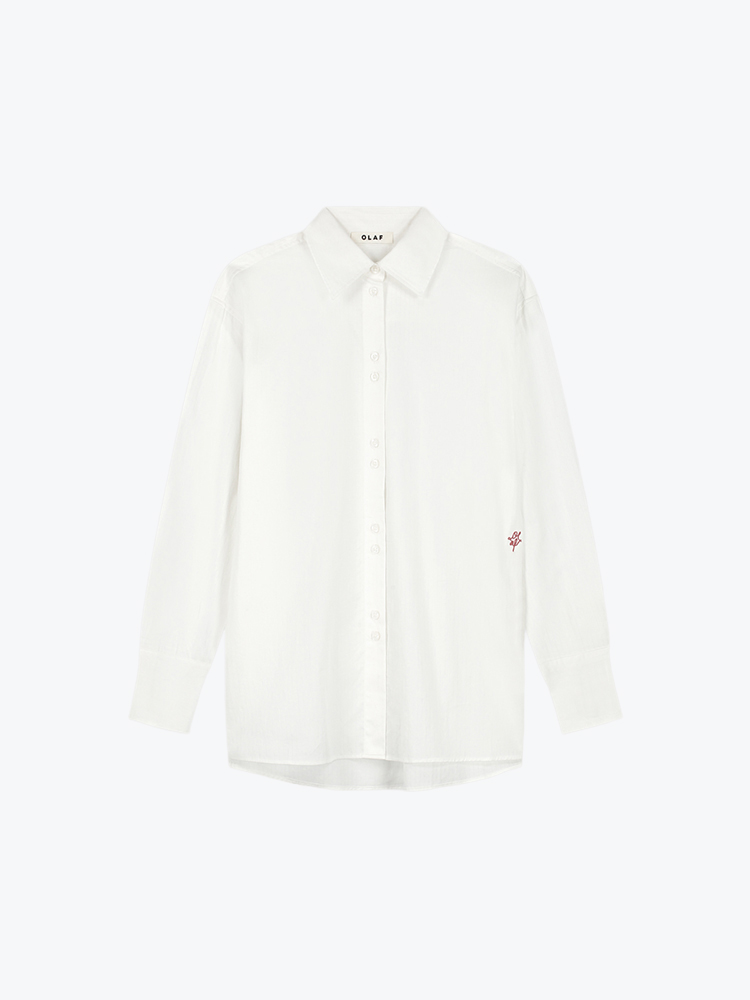 OLAF Olaf - Striped Oversized Shirt Optical White - Blouses - Dames Wit Blouses