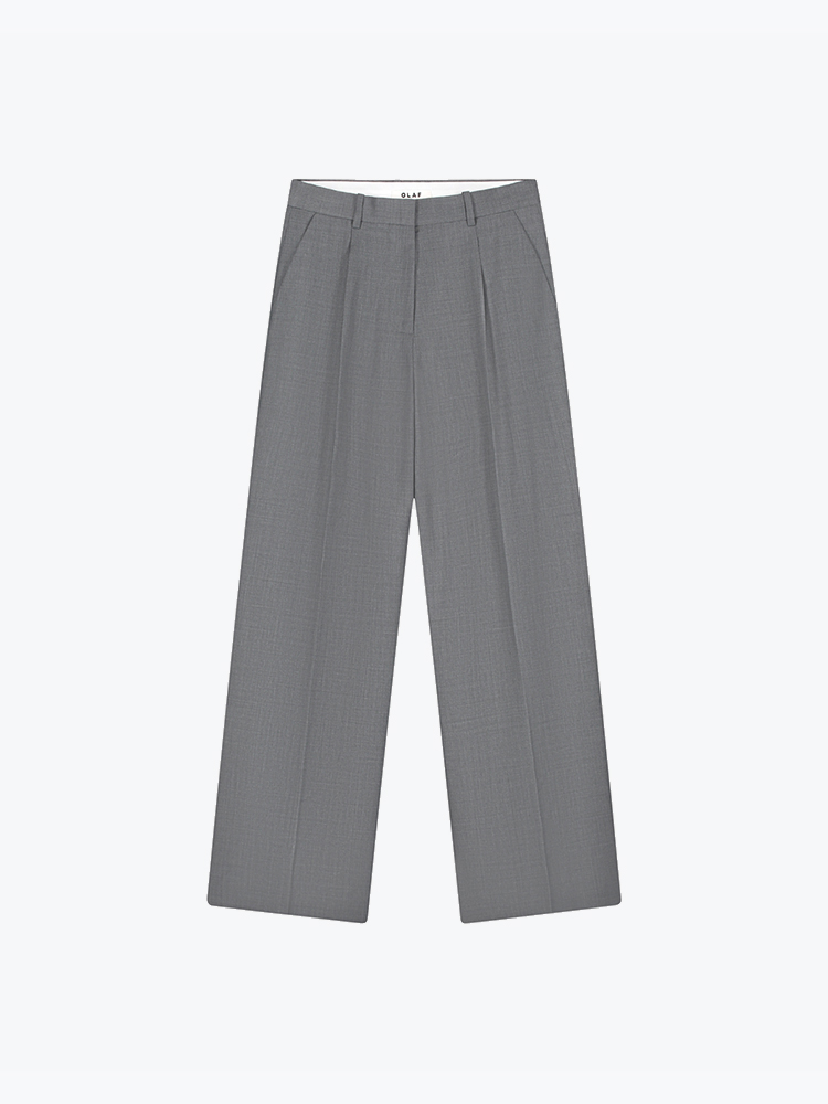 OLAF Olaf - Wool Tailored Trousers Sharkskin - Broeken - Dames Grijs Broeken