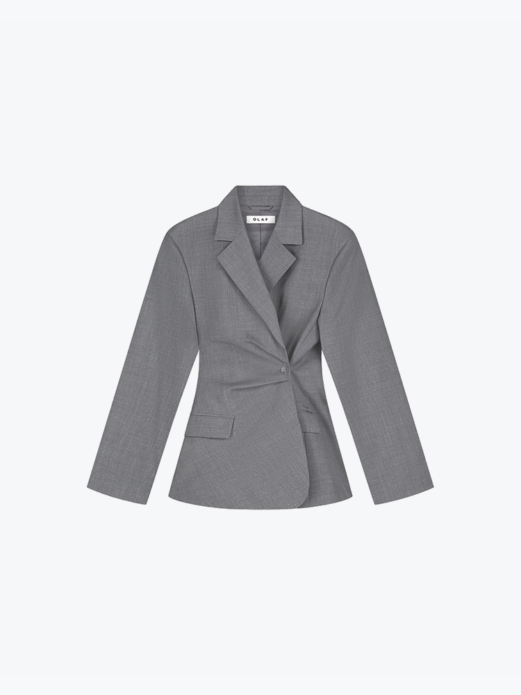 OLAF Olaf - Wool Asymetric Blazer Sharkskin - Jassen - Dames Grijs Jassen