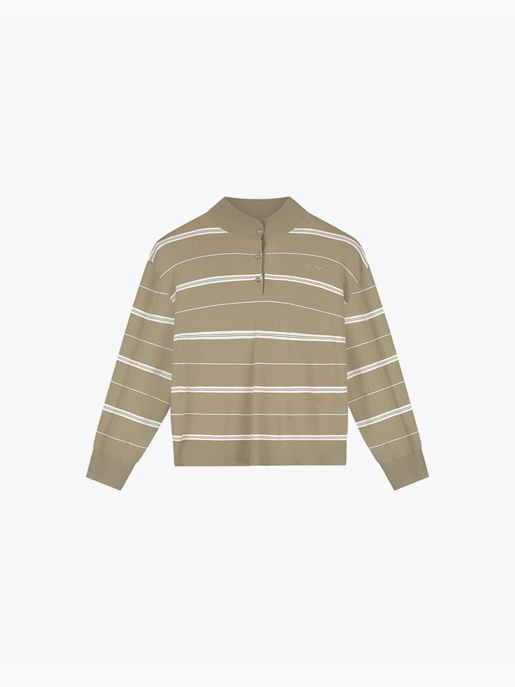 OLAF Olaf - Striped Knitted Polo Chocolate Chip - Truien - Dames Bruin Truien