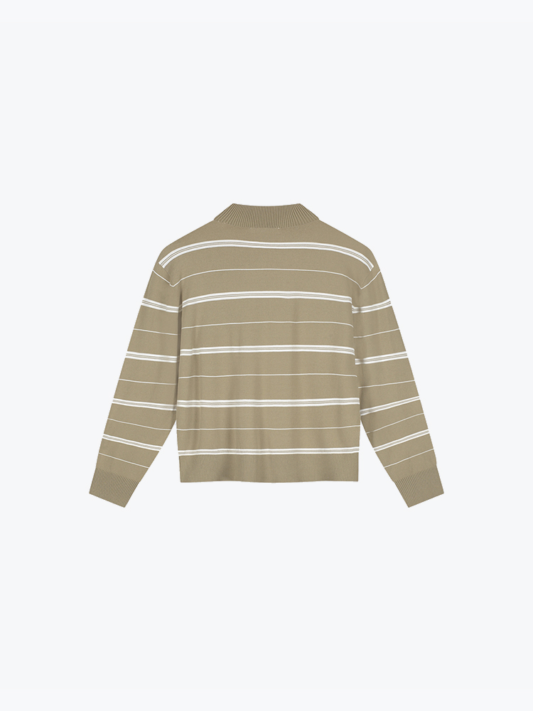 OLAF Olaf - Striped Knitted Polo Chocolate Chip - Truien - Dames Bruin Truien