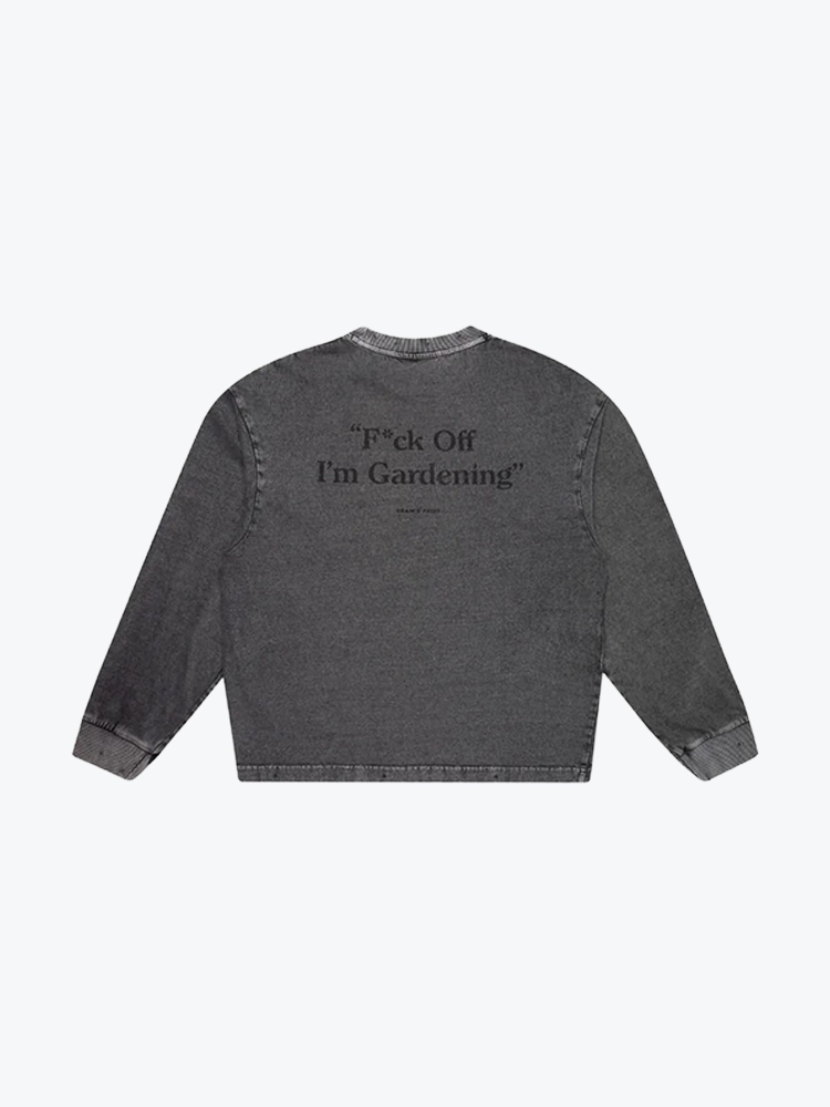 Bram's Fruit Bram's Fruit - Distressed F*ck Off I'm Gardening Longsleeve Washed Charcoal - T-Shirts - Heren Grijs T-Shirts