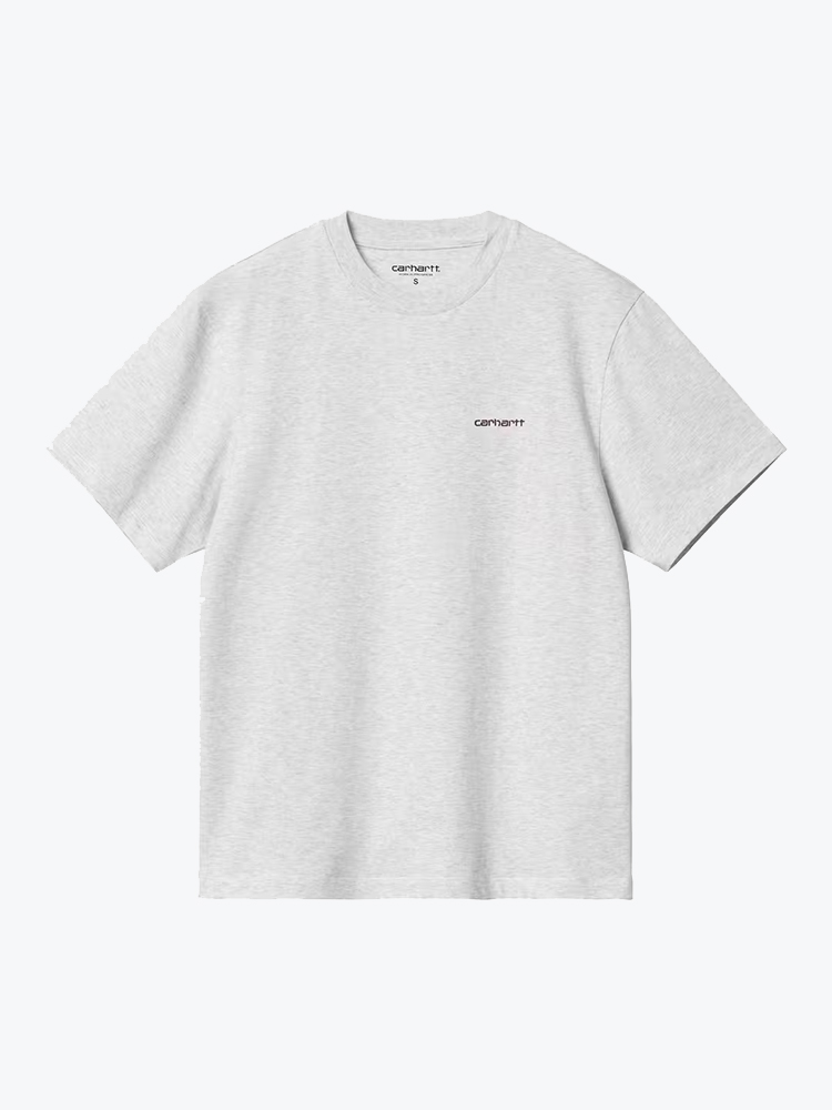 Carhartt WIP Carhartt WIP - W' S/S Script Embroidery T-S Ash Heather / Cozy Purple - T-Shirts - Dames Grijs T-shirts