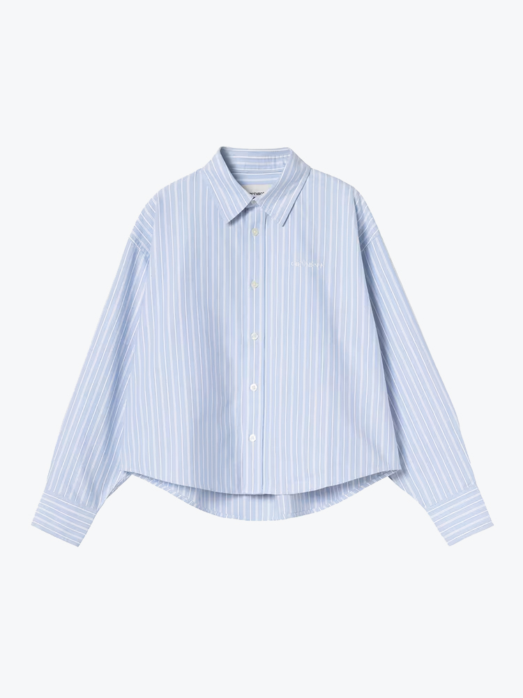 Carhartt WIP Carhartt WIP - W' L/S Kanan Shirt Kanan Stripe, Bleach - Blouses - Dames Wit Blouses