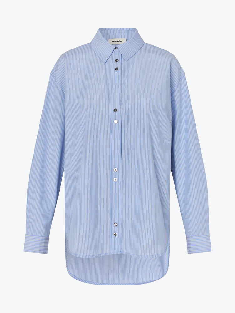 Modström Modstrom - Baloumd shirt Blue White Stripe - Blouses - Dames Blauw Blouses