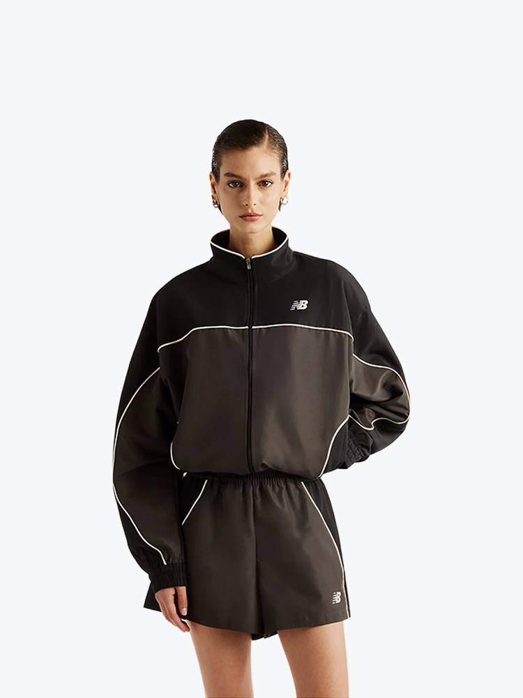 New Balance New Balance - Trackside Woven Jacket BLK - Jassen - Dames Grijs Jassen