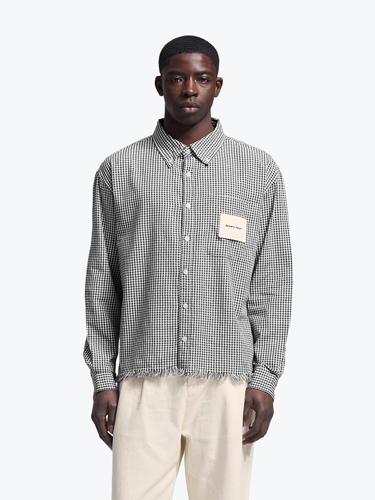 Bram's Fruit Bram's Fruit - Distressed Farmer’s Shirt LS Black - Overhemden - Heren Zwart Overhemden