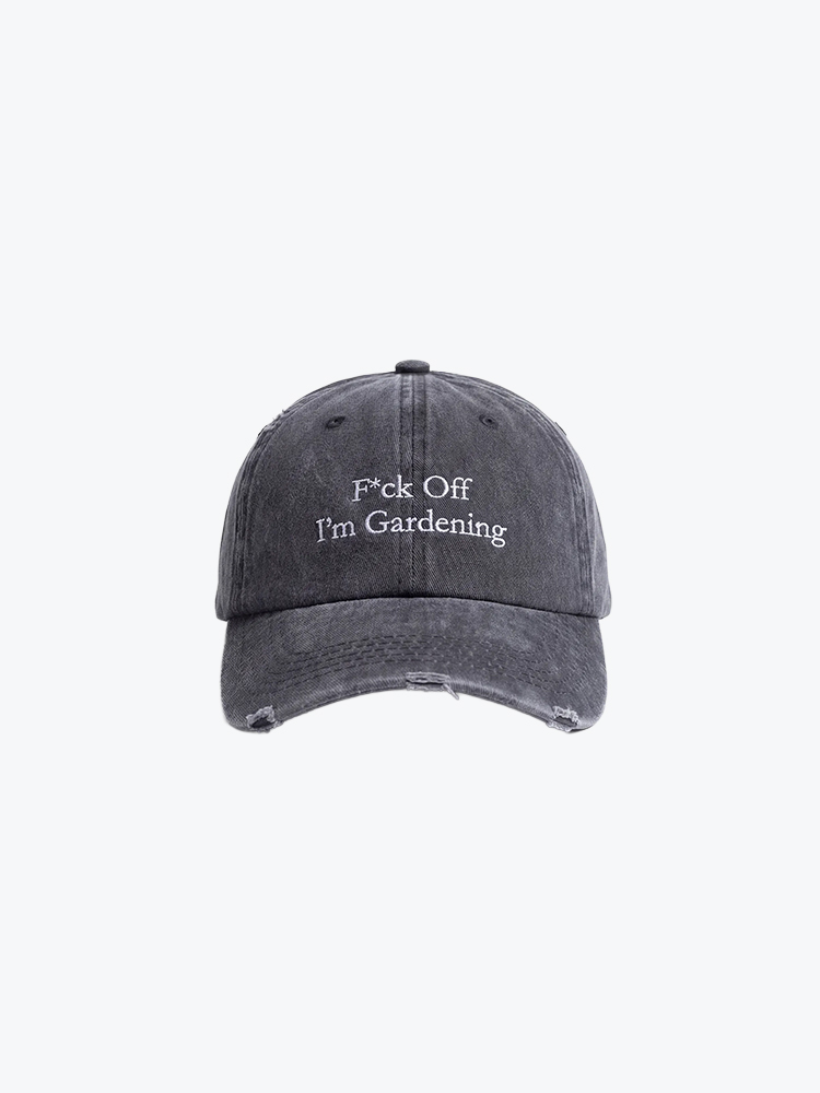 Bram's Fruit Bram's Fruit - Distressed F*ck Off I'm Gardening Cap Washed Charcoal - Petten - Heren Grijs Petten