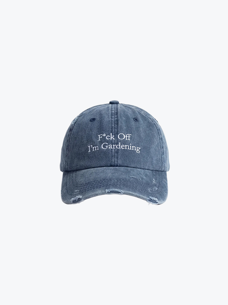 Bram's Fruit Bram's Fruit - Distressed F*ck Off I'm Gardening Cap Washed Navy - Petten - Heren Blauw Petten