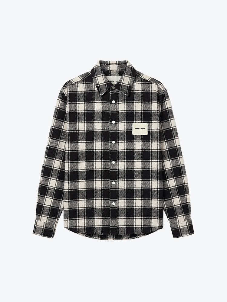 Bram's Fruit Bram's Fruit - Flanel Overshirt Black - Overhemden - Heren Zwart Overhemden