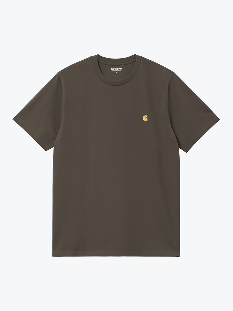 Carhartt WIP Carhartt WIP - S/S Chase T-Shirt Shungite / Gold - T-Shirts - Heren Grijs T-Shirts